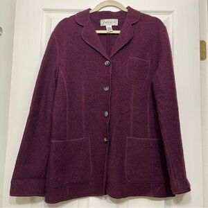Jones Wear plum purple wool blazer jacket, size large